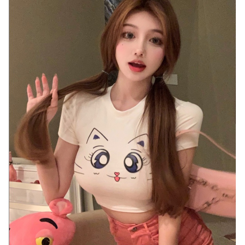 京菲依 ins纯欲露脐t恤女主播衣服清纯甜美少女装网红上镜显胸大可爱