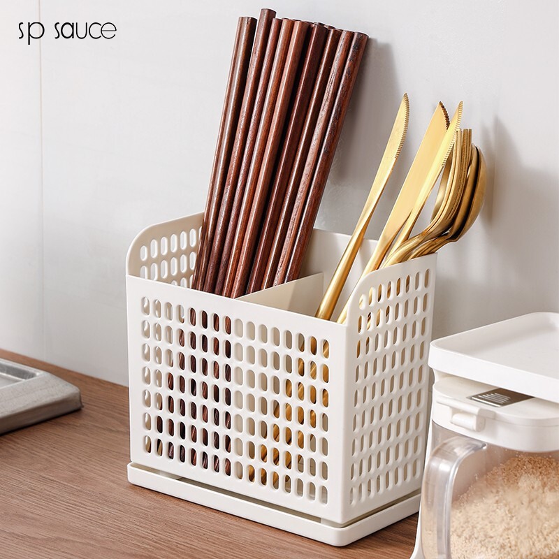 SP SAUCE筷子筒筷笼子沥水创意厨房置物架家用筷筒多功能厨房收纳盒 筷子收纳架