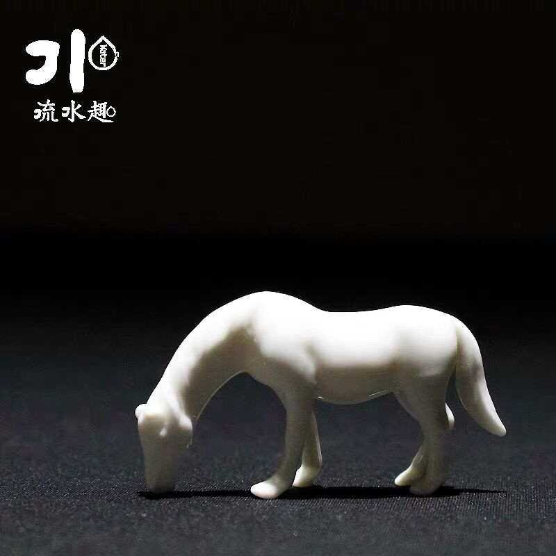 流水趣  创意陶瓷白龙马摆件办公室家居书房工艺品禅意装饰品摆设