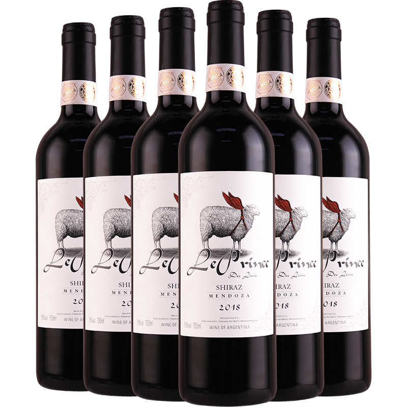 慕狮王子稀有15度阿根廷进口红酒门多萨精选西拉干红葡萄酒热红酒礼盒 750ML*6瓶整箱装