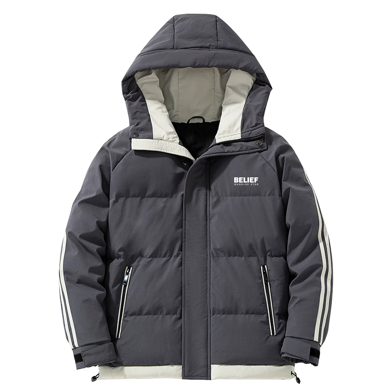 回力（Warrior）棉服男连帽加厚保暖外套男冬季潮牌面包服休闲百搭棉衣男