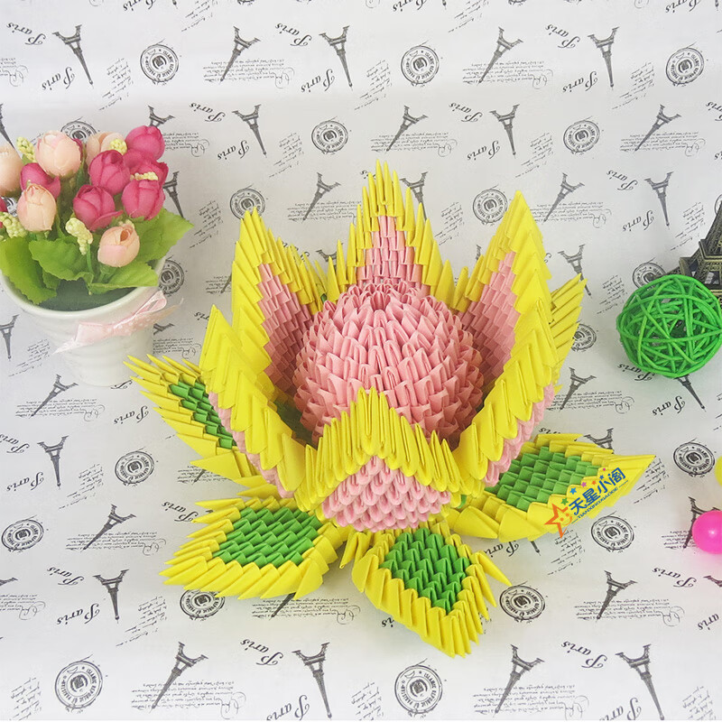 插折纸4x6三角插/手工彩色折纸材料包/学生手工作业/成品/折纸教程