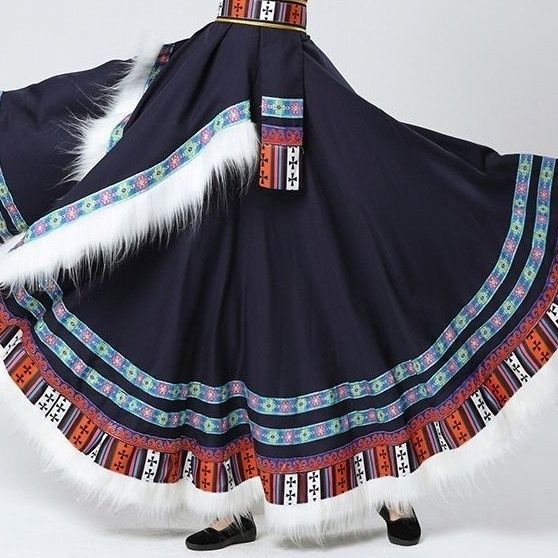 象裁少数民族服装女藏族舞舞蹈艺考舞蹈练习裙演出服整套广场舞裙子