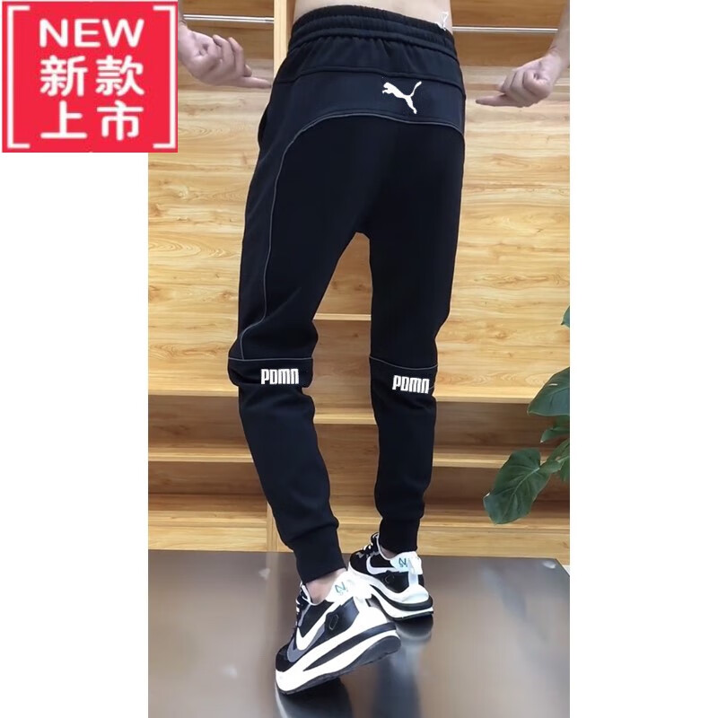 PLAYYOUNG品牌男装裤男黑色休闲长裤春秋新款小脚裤潮流百搭束脚裤宽 小马黑色(春秋不加绒) 34 155-165斤