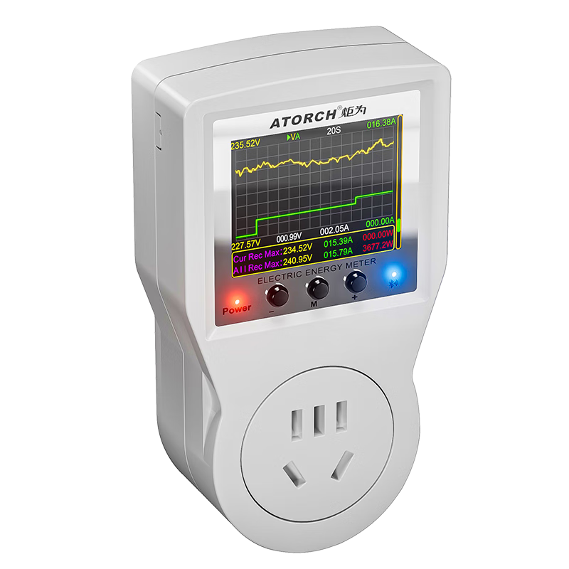 炬為wifi智能插座電表數(shù)顯電壓表電流表功率計(jì)曲線電力監(jiān)測(cè)電費(fèi)電量表 10A插頭S1BWP炬為第三代終極版！