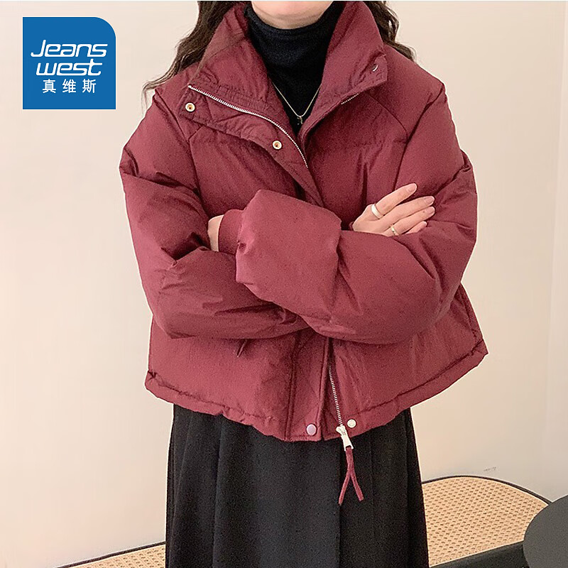 真维斯女装棉服外套2023冬季新款时尚美观女式棉衣外套保暖立领LE 红色8200 175/100A/XXL怎么看?