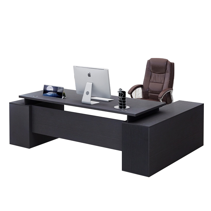 欧宝美简约现代老板办公桌椅商务总裁桌大班老板台时尚经理桌主管桌家具黑色1800*800*750