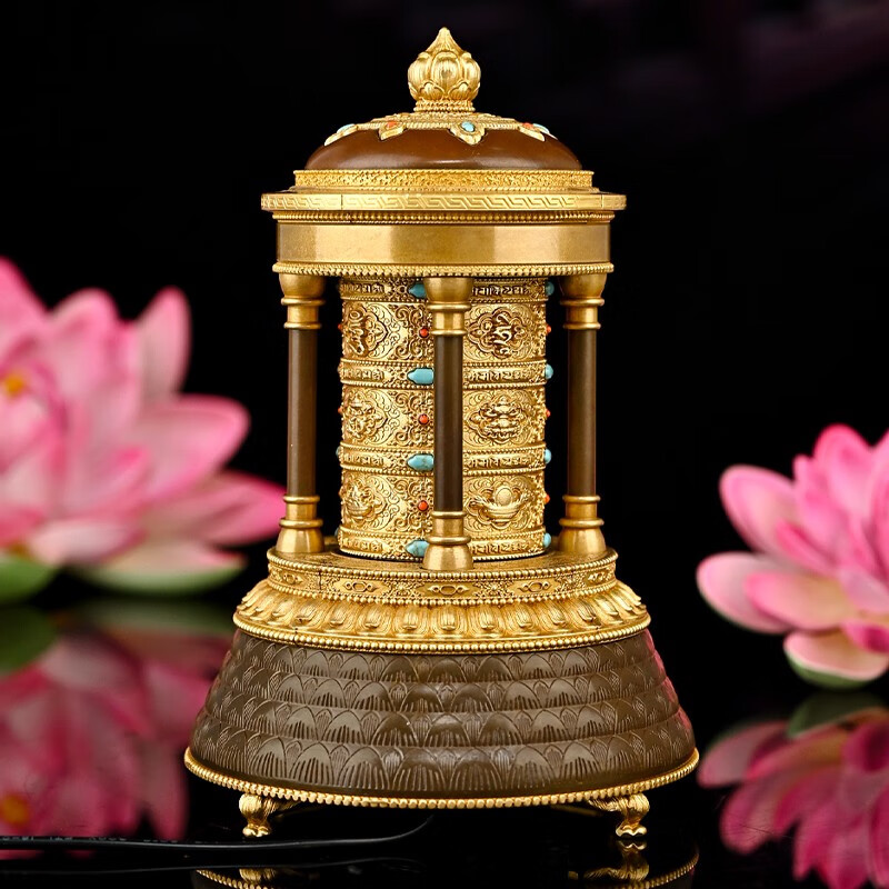 梵泽福 电动转轮家用转筒摆件佛堂佛具佛教用品 小号