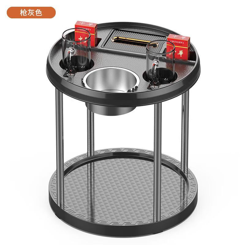 莺茗棋牌室自动麻将机茶几简易茶水架麻将馆烟灰缸置物架放水杯小桌子 S010枪灰色 1只