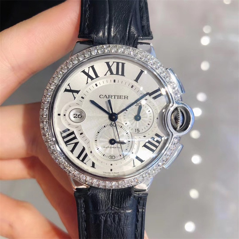 【二手95新】卡地亚cartier蓝气球皮带男表w6920078后镶钻自动机械