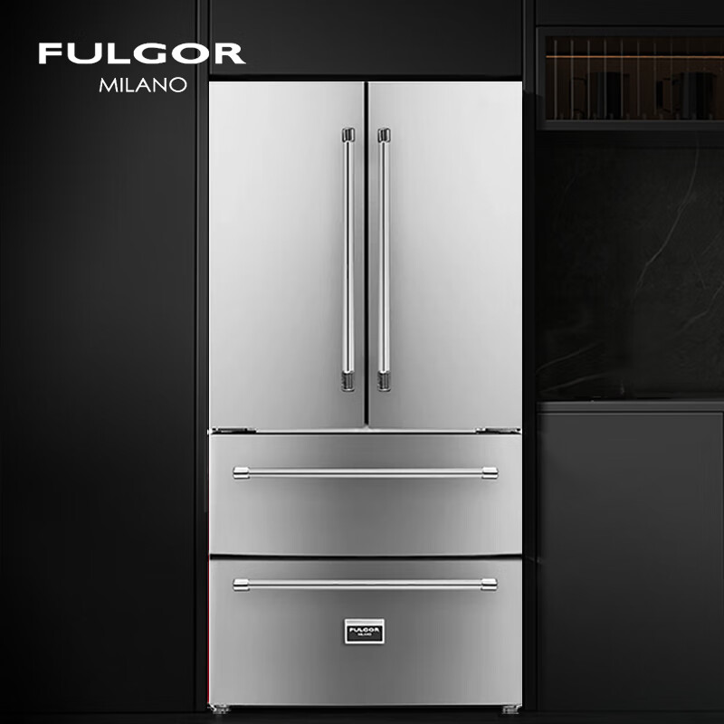 milano彩色冰箱fm-575w fdr-ss嵌入式超大容量风冷无霜冰箱 红色