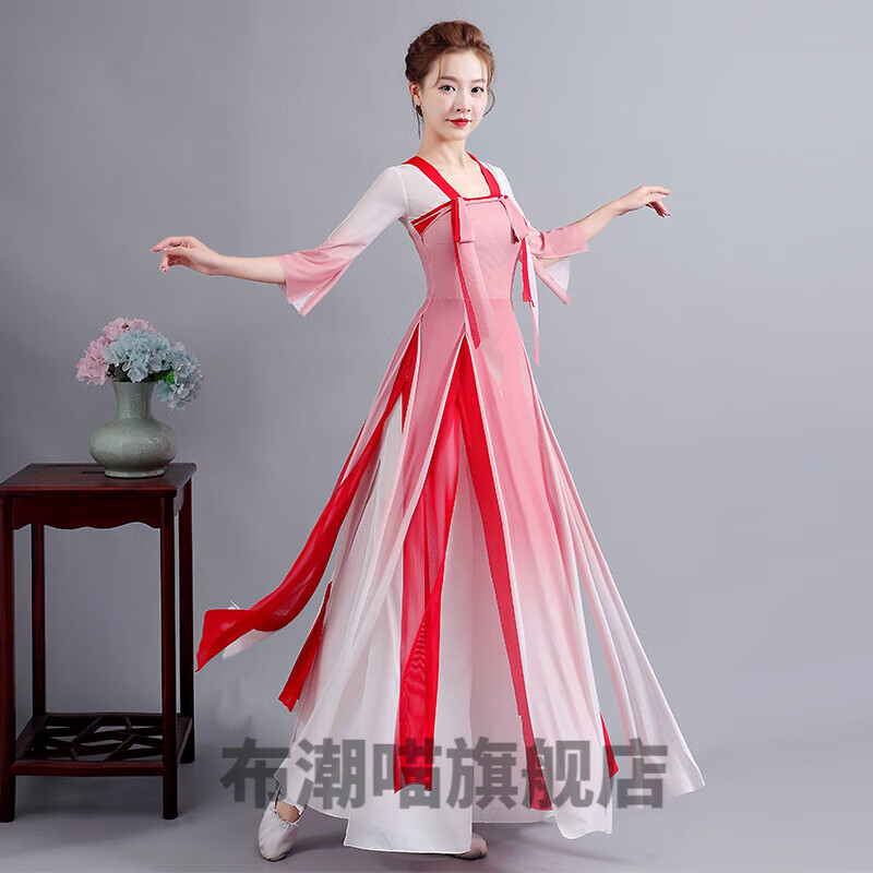 花淯春三月舞蹈服装女古典舞新款演出服飘逸古风练功纱衣采薇套装