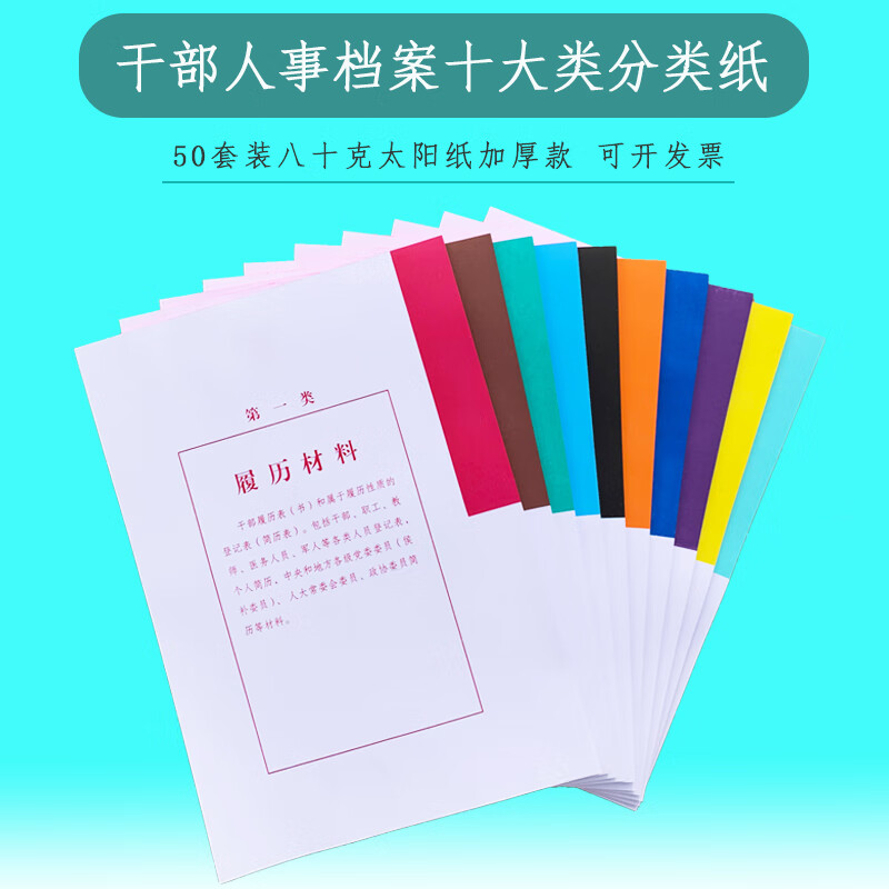 50套a4干部人事档案十大类分类纸多字目录纸隔页纸索引纸80克分页 a4