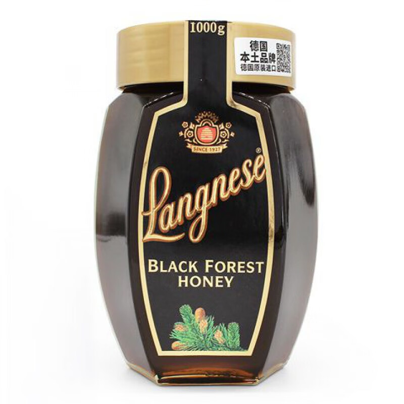 食怀琅尼斯黑森林松树蜂蜜纯德国原装进口天然成熟黑蜂蜜大玻璃瓶1kg