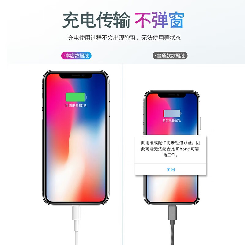 mijv数据线适用苹果手机短款充电宝线iphone6sp78X便携Xmax苹果12充电线2.4A快充 1.5米【1条装】