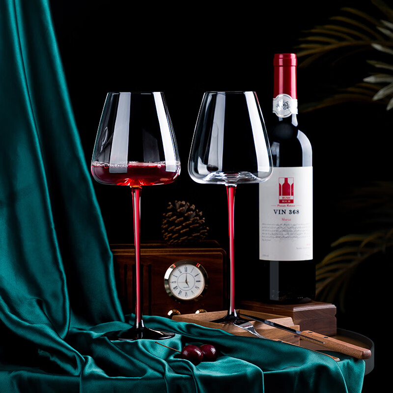 半物生活红酒杯套装黑领结高脚杯子高档家用大号勃艮第红酒葡萄酒杯2