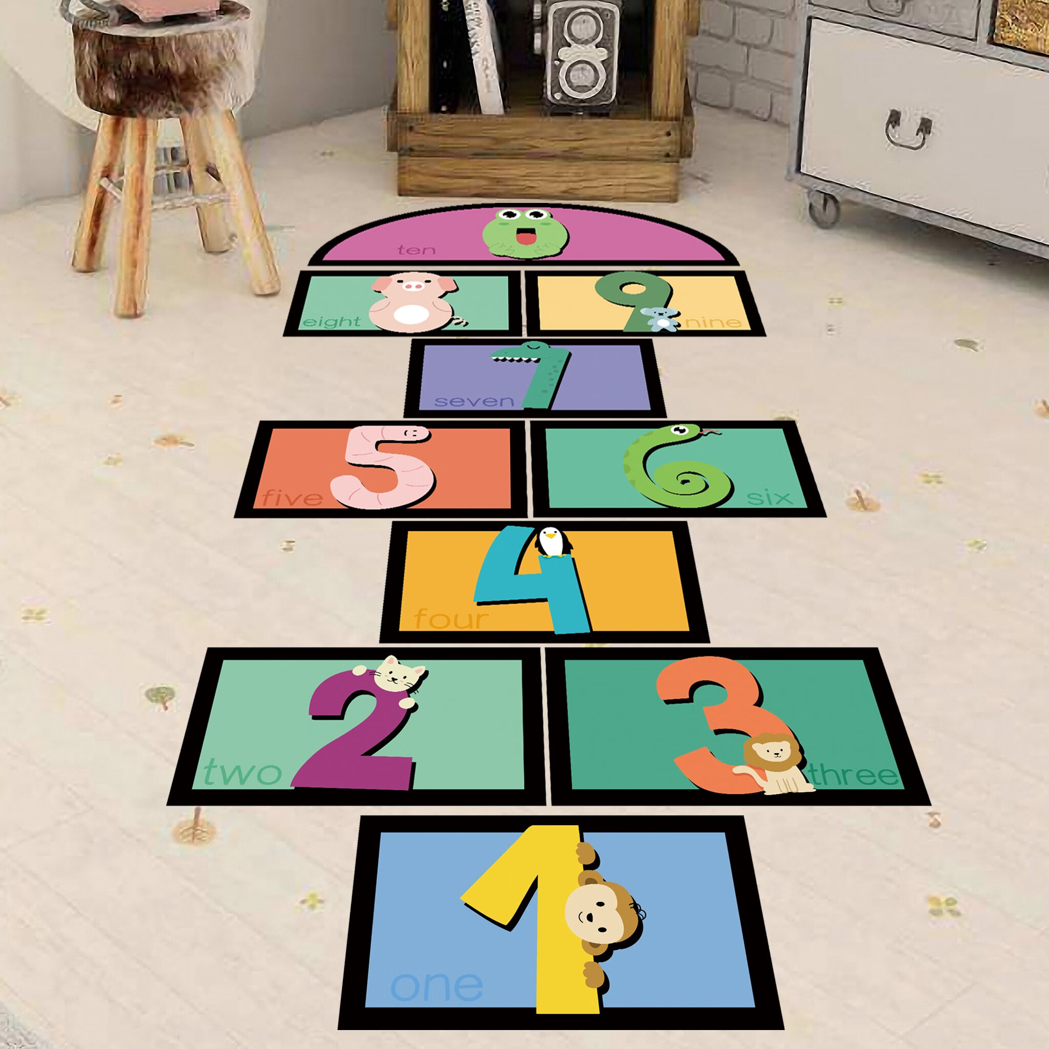 激射 跳房子可移除地贴跳格子数字游戏幼儿园学校儿童卡通 跳房子 32