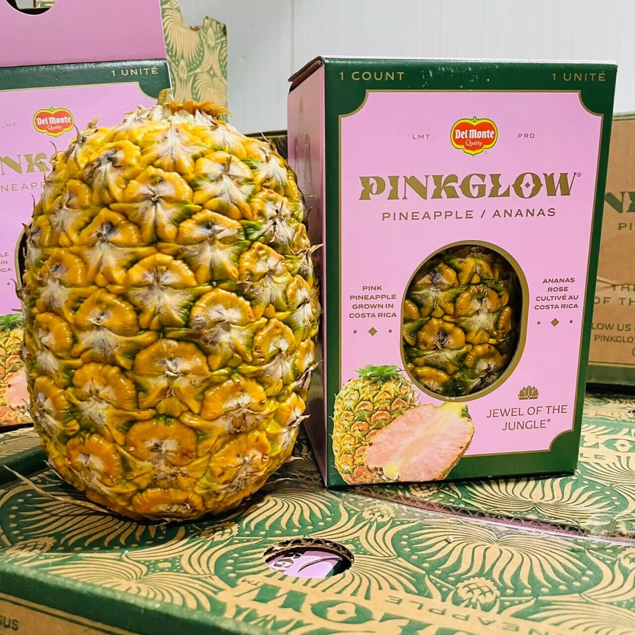 教蔬鲜生粉色菠萝白冰同款凤梨哥斯达黎加品种pinglow凤梨粉红肉凤梨