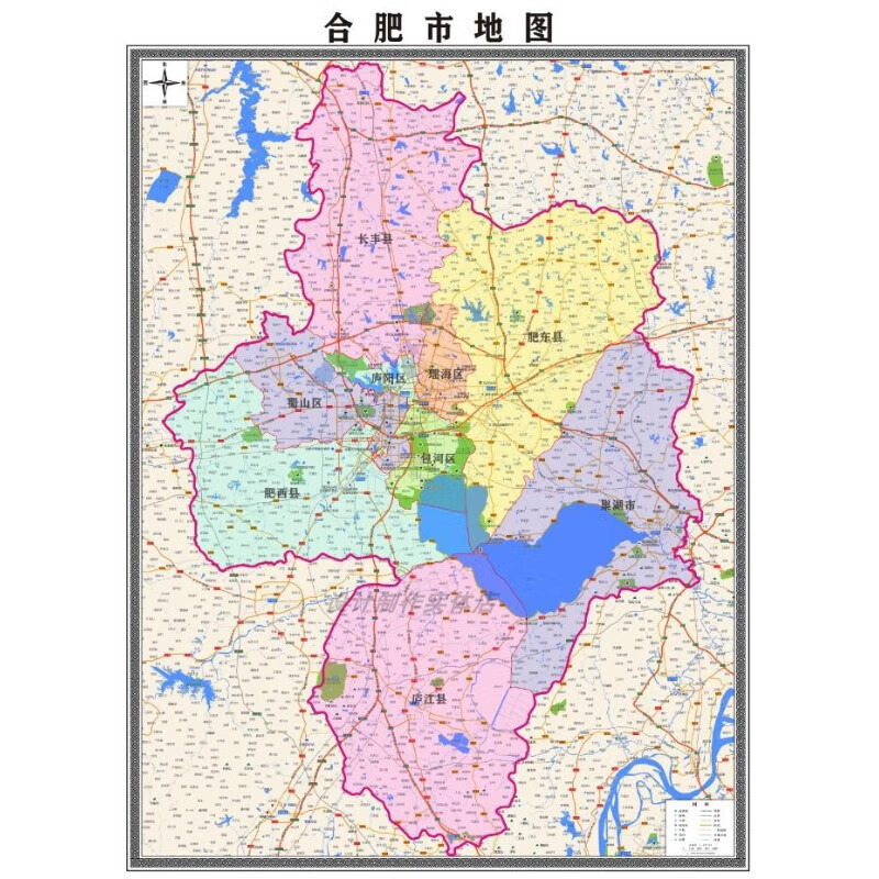 新款合肥市定制贴挂超大巨幅壁画行政区划图办公室装饰画海报 地图