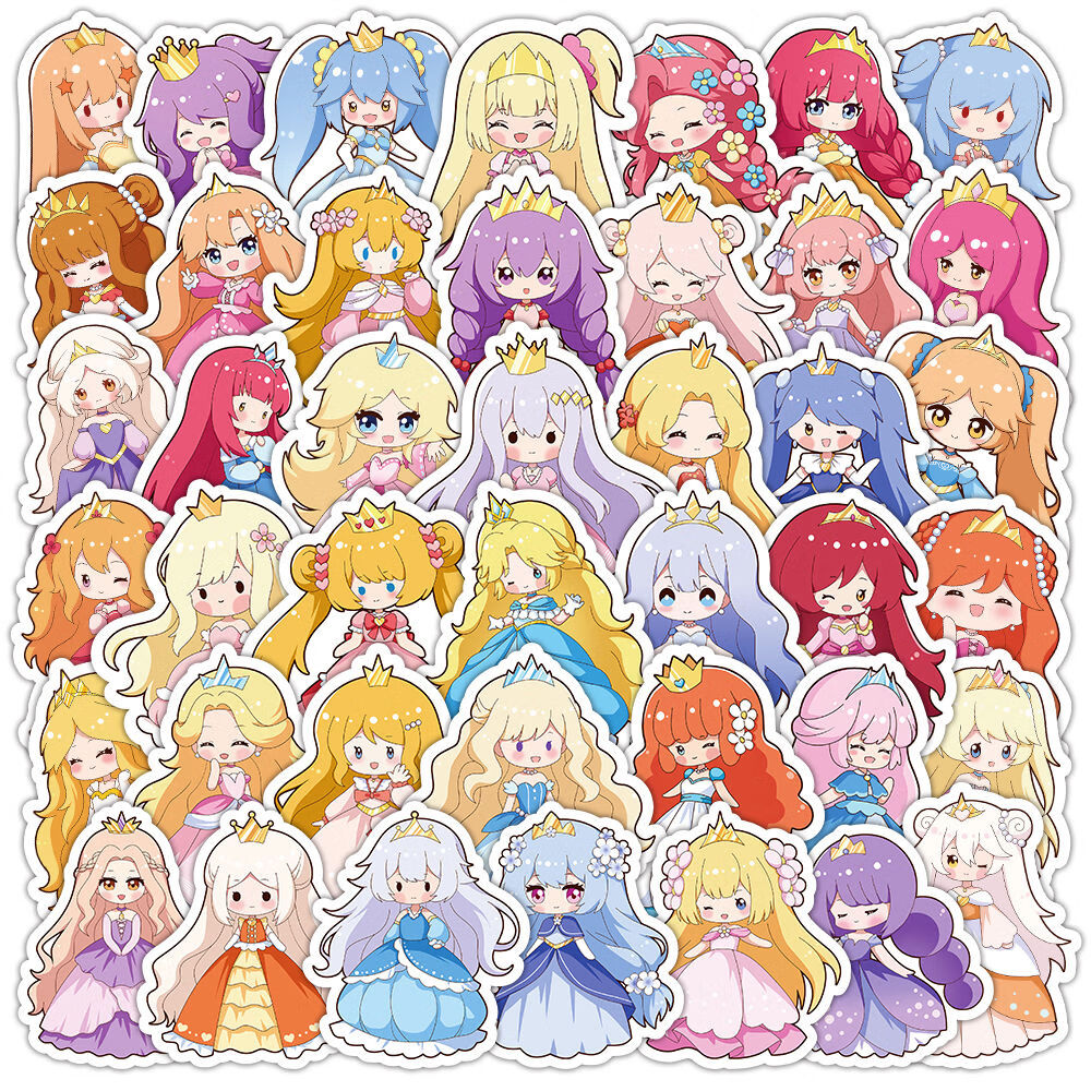 53张贴纸公主q版卡通动漫高颜值贴纸ins精美少女心手账桌面装饰贴画