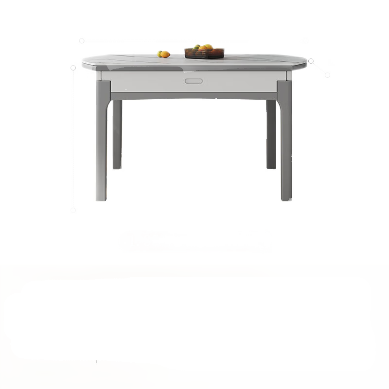 优卡吉 亮光岩板餐桌椅组合可伸缩实木圆桌现代简约饭桌家用小户型伸缩餐桌 CZ-1061 1.35米餐桌+B款餐椅*4