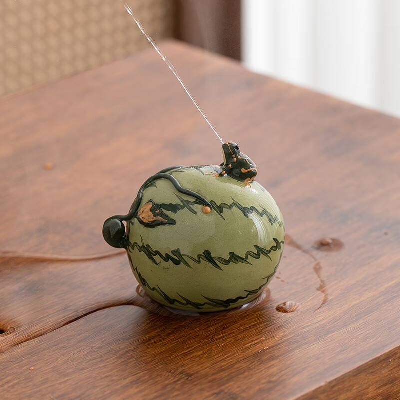 午间 喷水紫砂茶宠摆件精品青蛙西瓜水果摆件茶道配件可养小茶玩茶趣