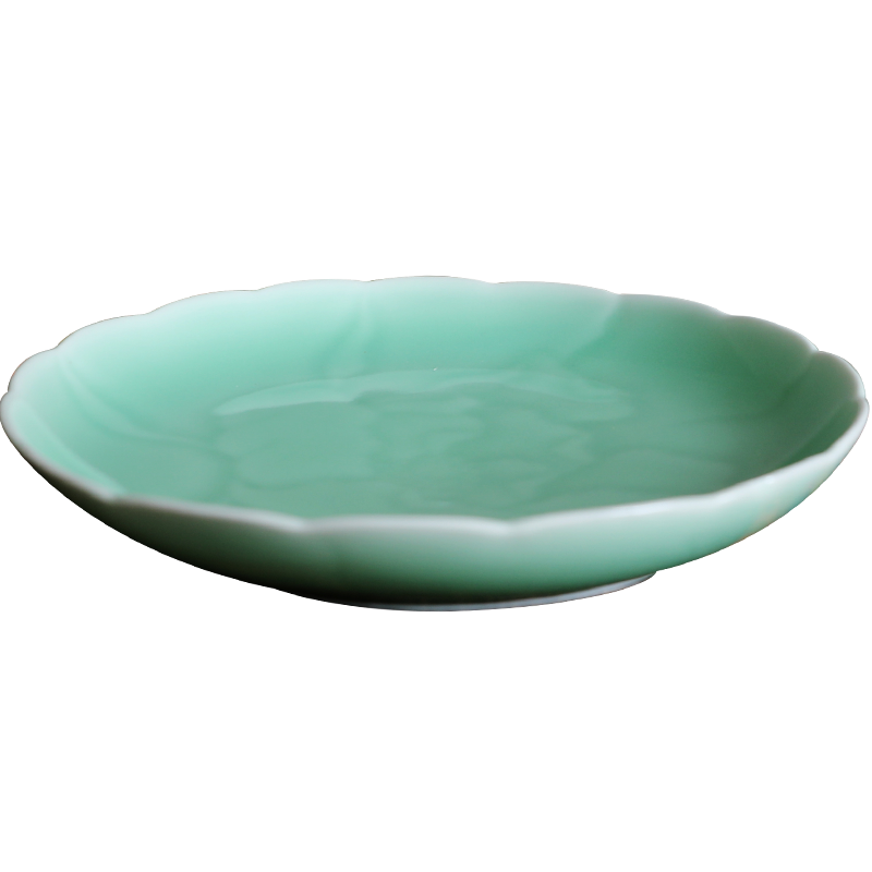 瓯江（OUJIANG） 瓯江（OUJIANG）龙泉青瓷牡丹中餐盘冷菜垫盘玫瑰菜盘陶瓷家用 8寸牡丹盘粉青