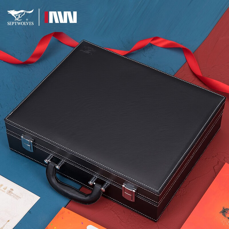 七匹狼男真皮自动扣腰带青年礼盒头层牛皮裤带生日情人节礼物送男友老公 睿智款黑色皮带+短黑色钱包