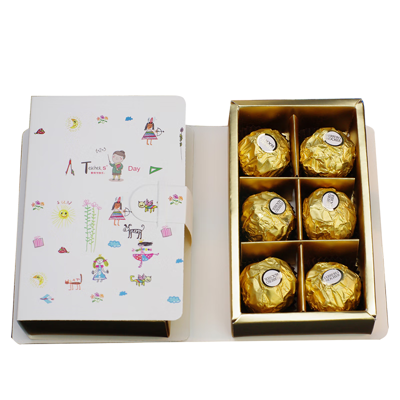 费列罗(ferrero rocher) 巧克6粒礼盒装 卡通手绘教师节巧克力礼物 f