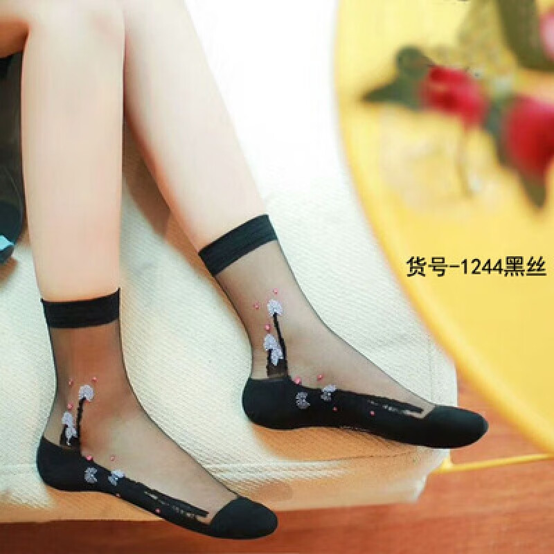 船袜女 蕾丝夏天薄款丝袜女短棉底冰丝防滑透明水晶丝中筒网红蕾丝女