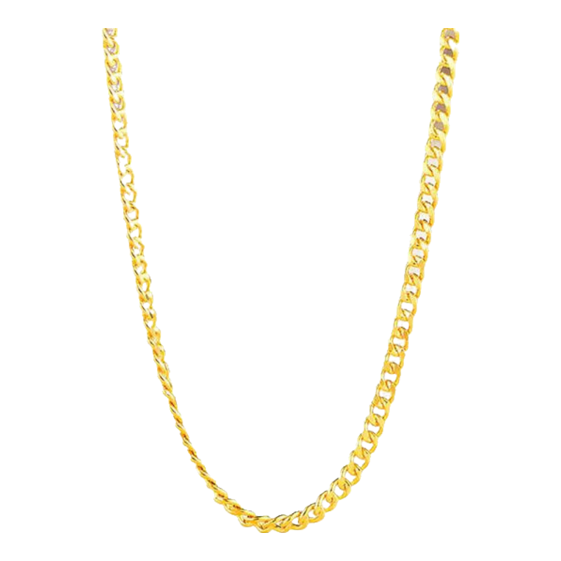 金至尊（3D-GOLD)側(cè)身鏈足金999項鏈素鏈金鏈子頸鏈簡約黃金項鏈生日禮物計價 金重2.61克(配珠寶禮盒)