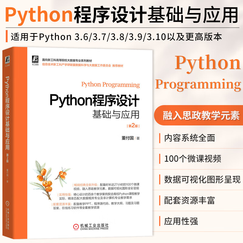Python程序设计基础与应用 第2版 董付国 程序设计 机械工业出版社 工科高等院校大数据类书籍 计算机网络程序设计类书籍