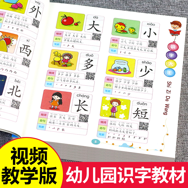 识字大王 幼儿认字书儿童看图识字书 学前3-4-5-6岁幼儿园小班中宝宝