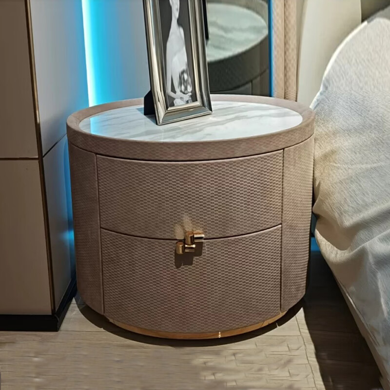 出写椭圆形扪皮床头柜rugiano意式轻奢收纳柜实木床头边柜玄关柜 软包