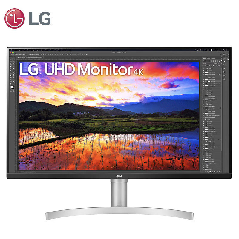 LG 32UN650 31.5英寸 IPS 4K显示器 HDR10办公电脑显示器内置音箱升降底座