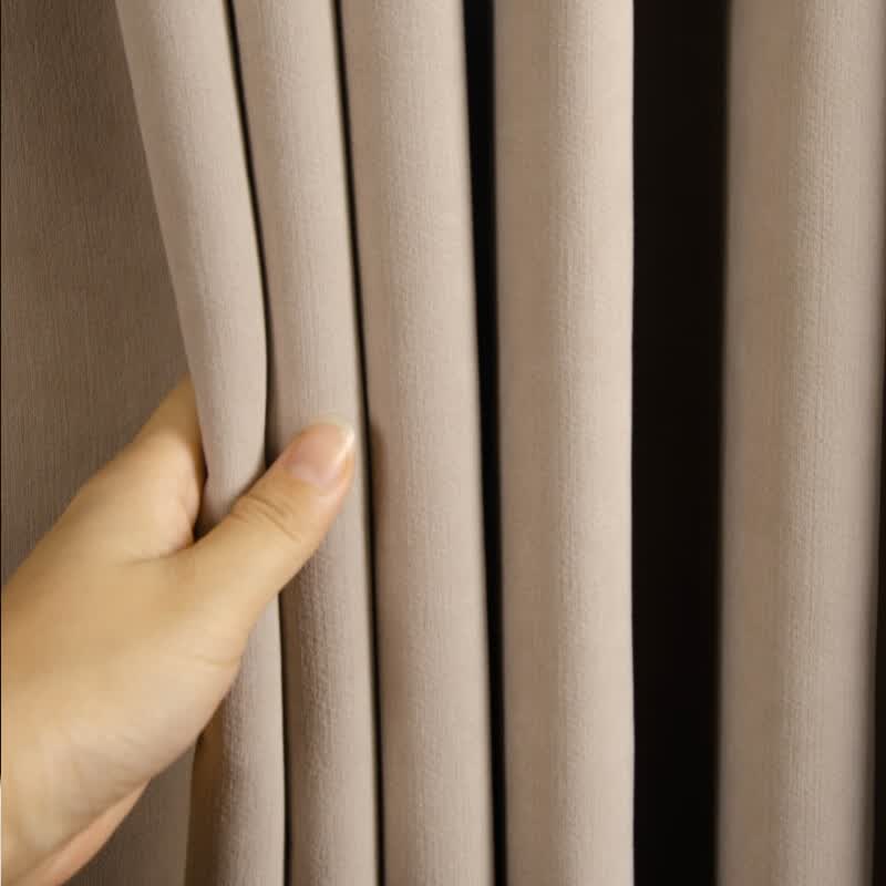 澳颜莱 嘉兴许村窗帘 云朵绒窗帘高遮光雪尼尔艾可绒布高温定型客厅