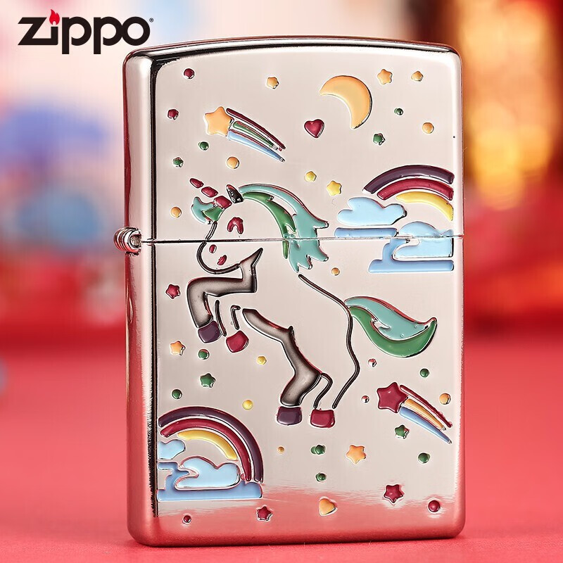 zippo芝宝打火机星空独角兽彩色镜面防风煤油父亲节情人节生日礼物
