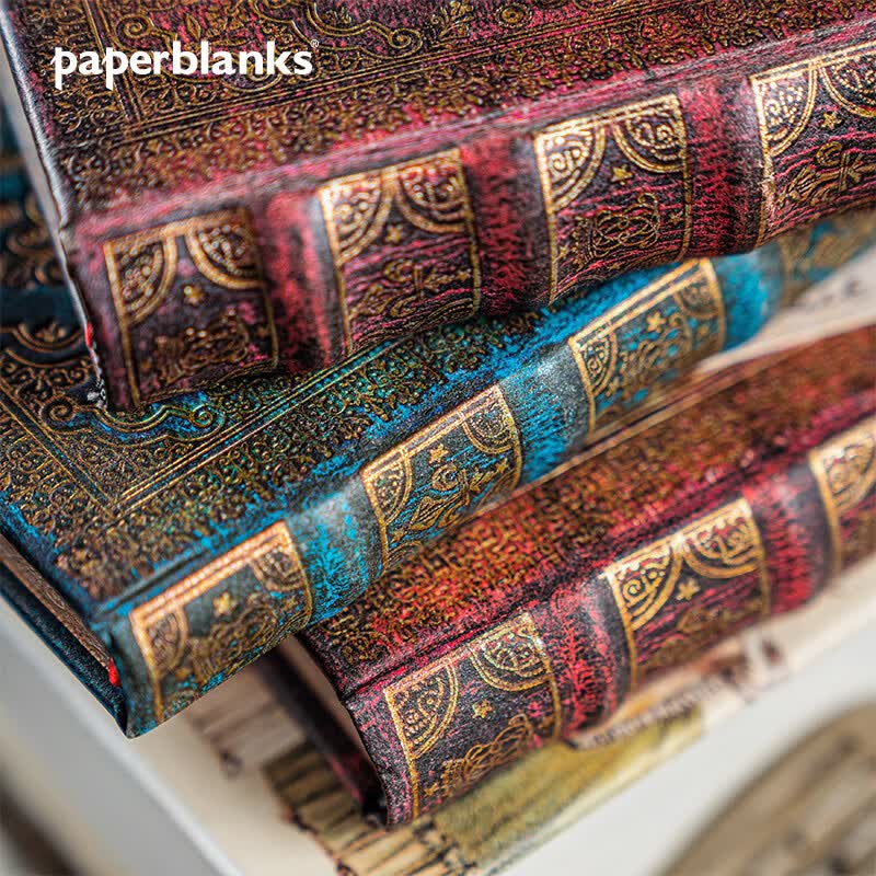 paperblanks【古书籍装订系列】佩兰克笔记本本子文艺精致复古手账手帐本送女朋友商务高档记事本日记本礼物 【硬壳单锁扣】湛蓝/中本/横线加厚