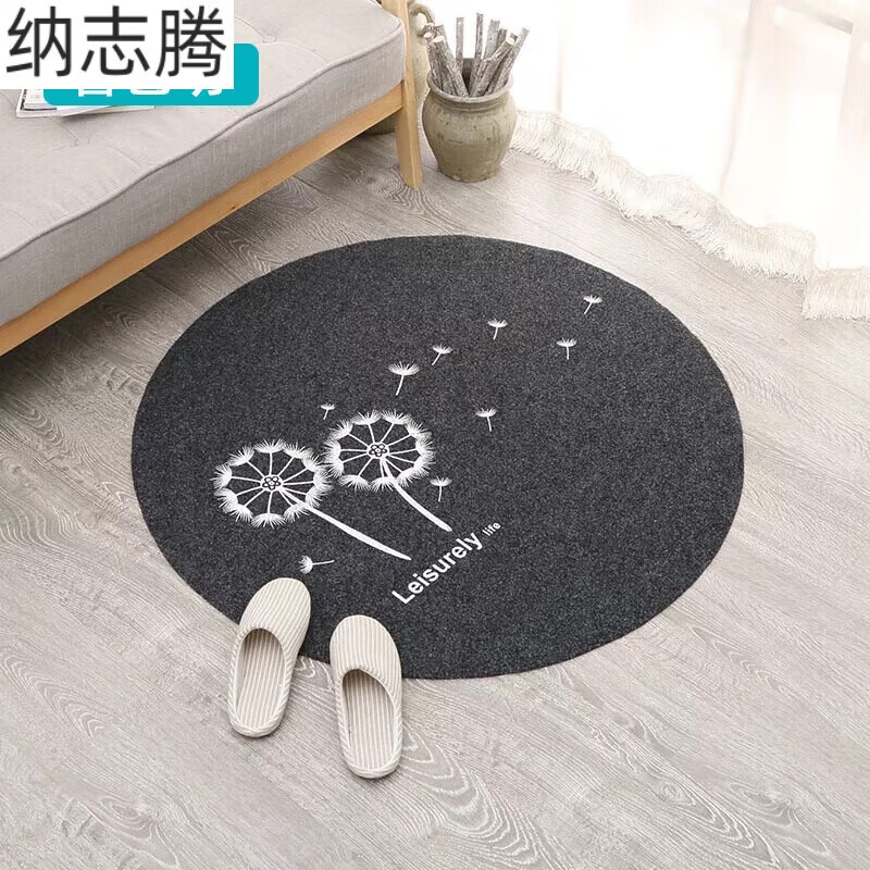 阡翌臥室圓形可坐地墊坐墊北歐風(fēng)客廳吊籃吊椅墊子電腦椅子轉(zhuǎn)椅墊 印花灰蒲公英 80直徑圓