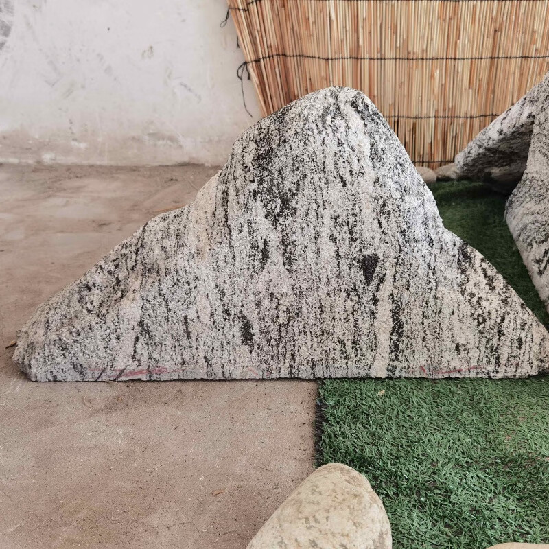 曲阳雪浪石切片组合日式庭院景观泰山石天然假山石庭院摆放景观石 长