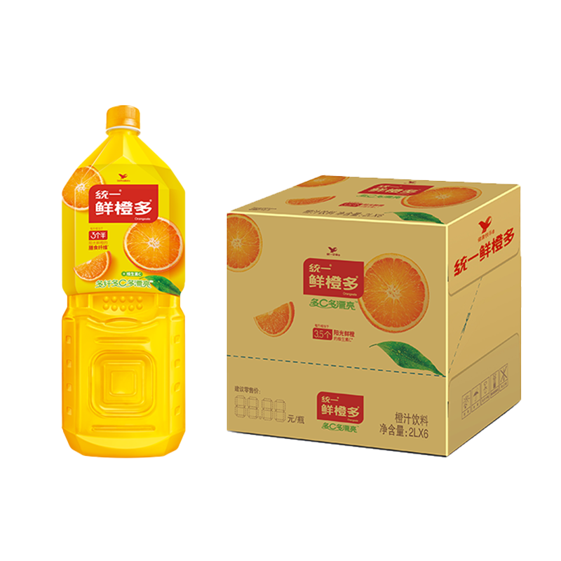 统一 鲜橙多 2l*6瓶 整箱装 橙汁饮料 (新老包装随机发货) 80元(合40