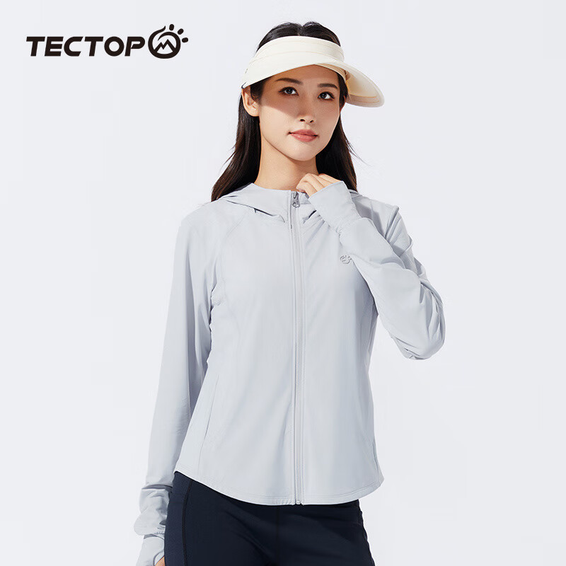 探拓（TECTOP）户外奶盖防晒衣女夏季冰丝凉感透气UPF200+防紫外线防蚊皮肤衣女 冰河灰 S