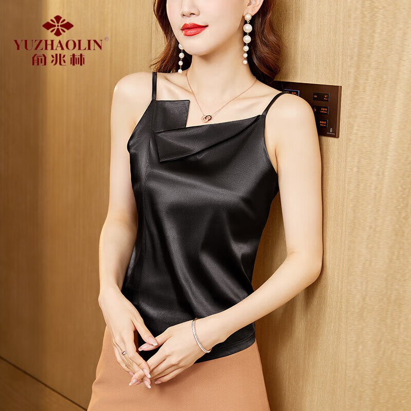 俞兆林品牌吊带背心女仿真丝不规则西装内搭设计感外穿缎面打底无袖