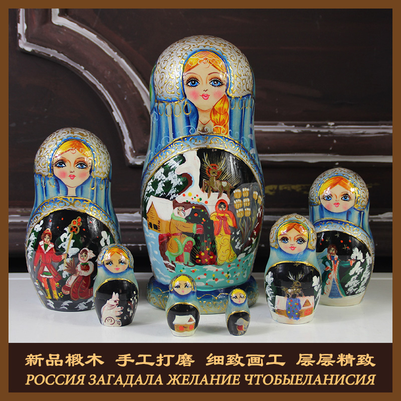 元氣小猴 俄罗斯套娃大7层手工椴木彩绘精品手工椴木故事娃娃玩具五一