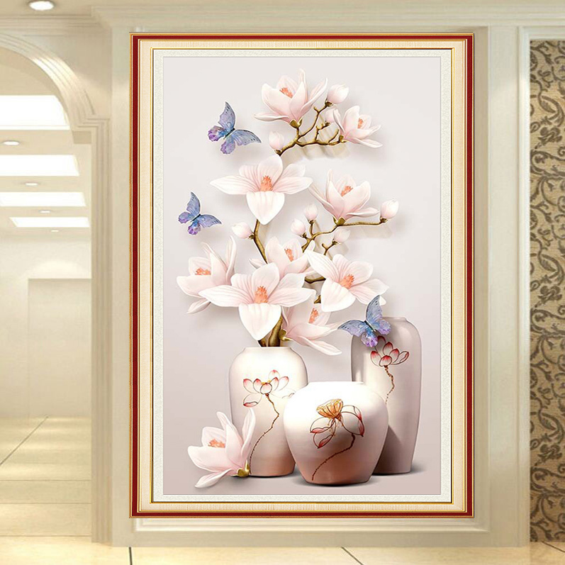 琴棋书画钻石绣小件5d钻石画满钻简约清晰兰花客厅定制植物花卉自 可