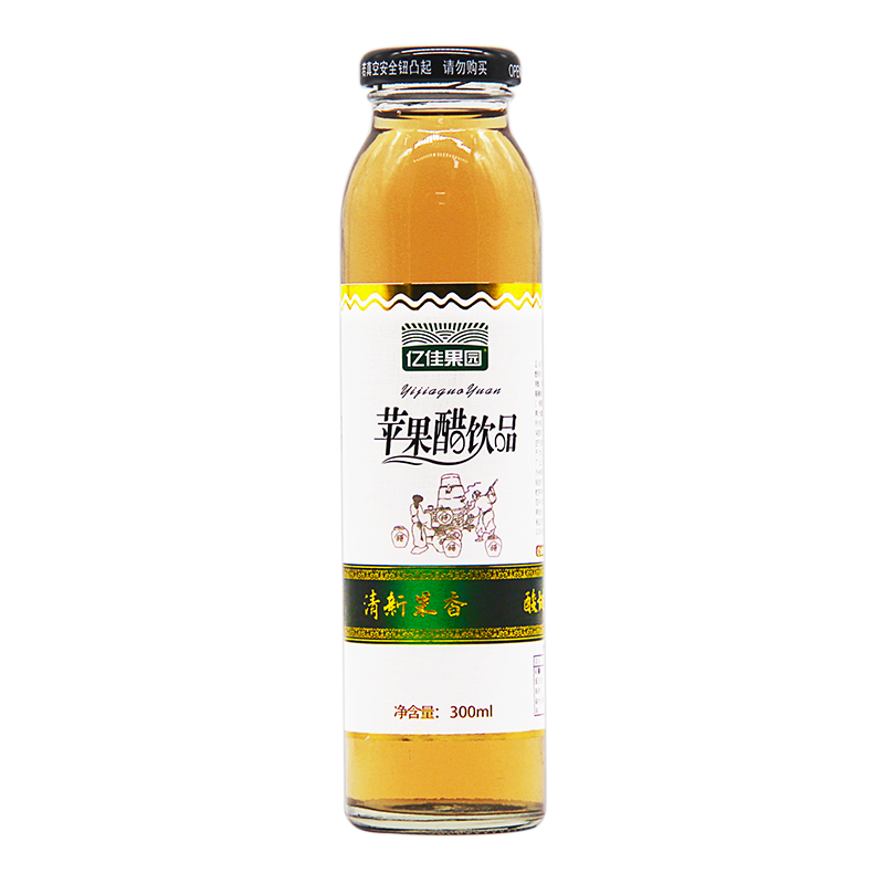 億佳果園 蘋果醋飲料整箱家庭裝300mL*12瓶玻璃瓶 酸甜可口