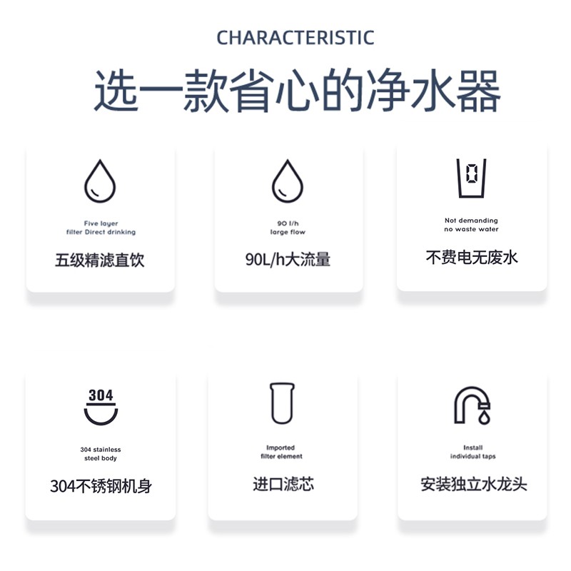 【8仓发货次日达】德国德克西净水器家用直饮自来水龙头厨房过滤器不锈钢净水机 自行简易安装