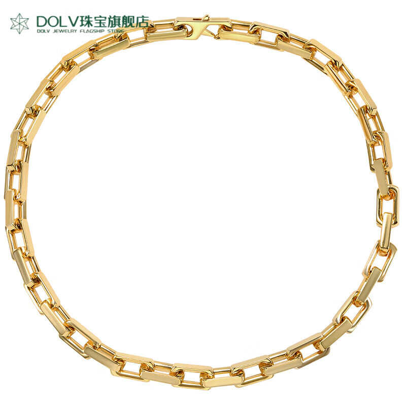dolv七夕情人节礼物金包银古巴项链金色方链男嘻哈欧美流行大气钛钢粗