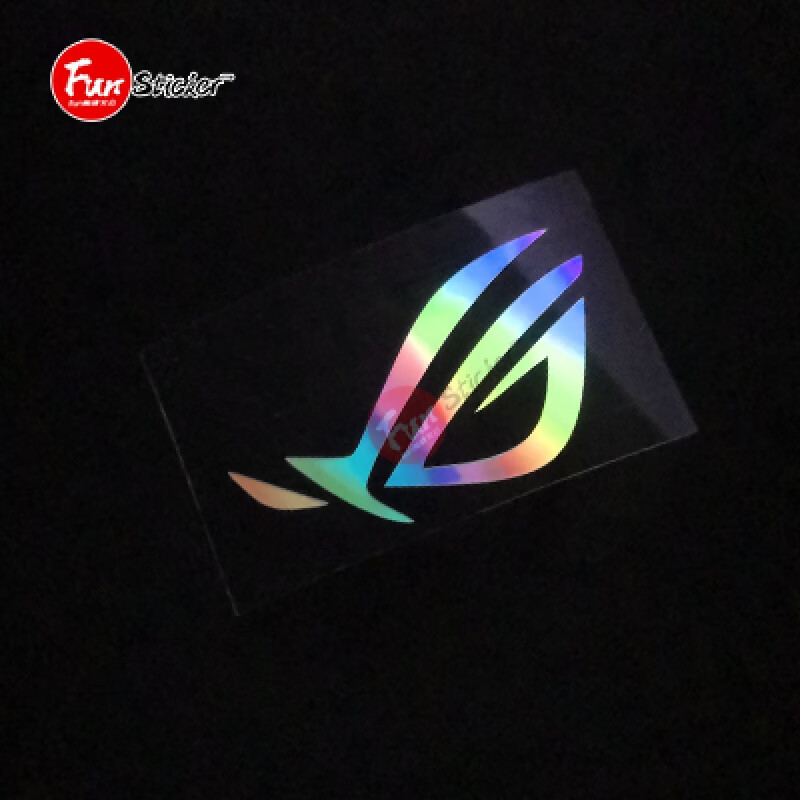 华硕rog玩家国度标志七彩镭射贴手机贴电脑机箱贴纸风扇改装 败家之眼