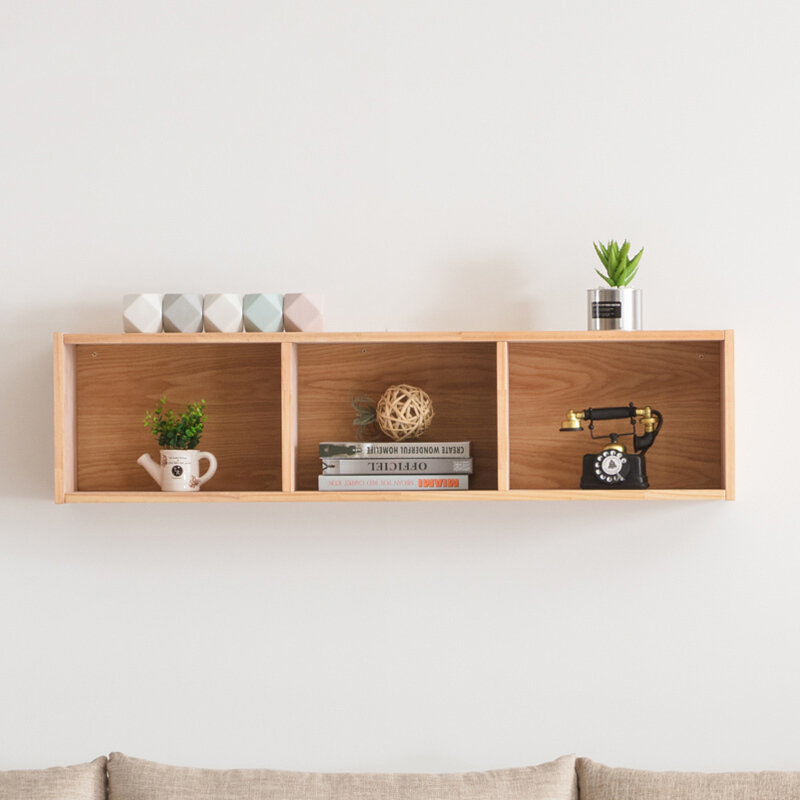 实木墙上置物架客厅厨房墙壁挂柜北欧风客厅墙上壁柜吊柜置物实木墙柜